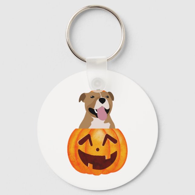Pitbull Halloween  Key Ring (Front)