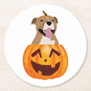 Pitbull Halloween  Round Paper Coaster