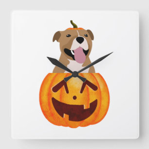 Pitbull Halloween   Square Wall Clock