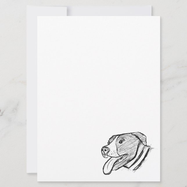pitbull hand drawn photo dog animal lover announcement (Front)