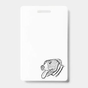 pitbull hand drawn photo dog animal lover ID badge