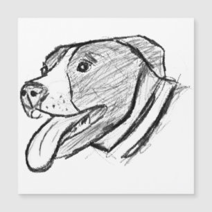 pitbull hand drawn photo dog animal lover magnetic invitation