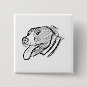 pitbull hand drawn photo dog animal lover poster 15 cm square badge
