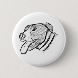 pitbull hand drawn photo dog animal lover poster 6 cm round badge
