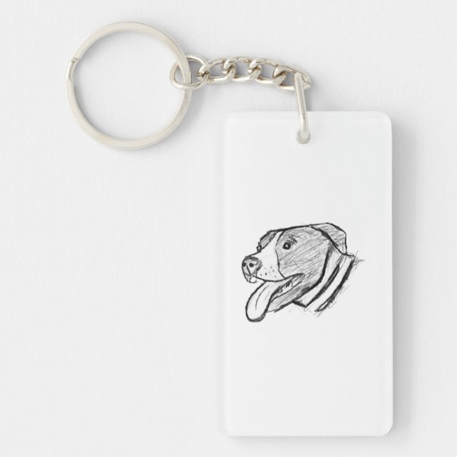 pitbull hand drawn photo dog animal lover poster key ring (Front)