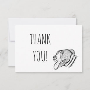 pitbull hand drawn photo dog animal lover poster thank you card