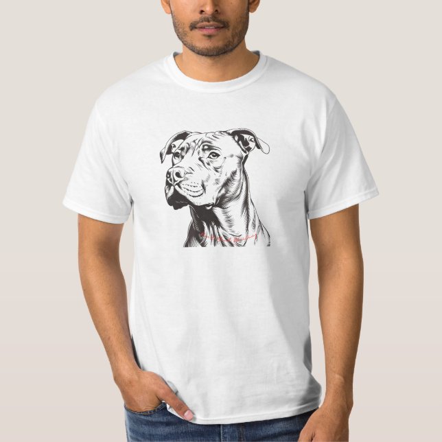 Pitbull Head & Neck Outline 'Don't Mind Waiting' T-Shirt (Front)
