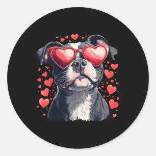 Pitbull Heart Gles Cute Pittie Valentines Day Dog  Classic Round Sticker