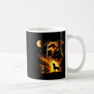 Pitbull Howling to The Moon Vintage Forest 90s Coffee Mug