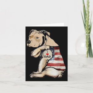 Pitbull I Love Dad Tattoo Fathers Day Card