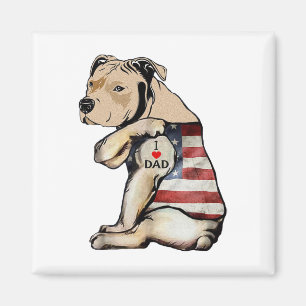 Pitbull I Love Dad Tattoo Fathers Day Magnet