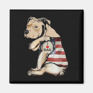 Pitbull I Love Dad Tattoo Fathers Day Magnet