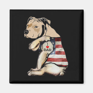 Pitbull I Love Dad Tattoo Fathers Day Magnet