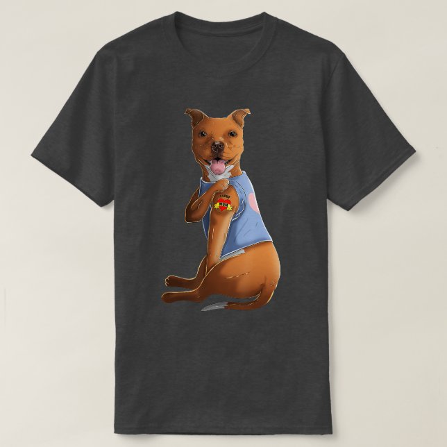 Pitbull I Love Mom Tattoo Dog  Funny Mothers Day G T-Shirt (Design Front)