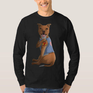 Pitbull I Love Mum Tattoo Dog Funny Mother's Day G T-Shirt