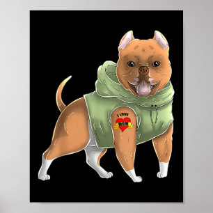 Pitbull I Love Mum Tattoo Dog Shirt Funny Mothers Poster