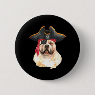Pitbull In Pirate Costume Halloween Dog Lovers 6 Cm Round Badge