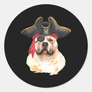 Pitbull In Pirate Costume Halloween Dog Lovers Classic Round Sticker