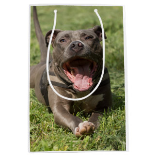 Pitbull In the Grass | Editable Photo Medium Gift Bag