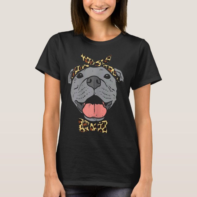 Pitbull Leopard Print Bandanna Pitties Dog Lover O T-Shirt (Front)
