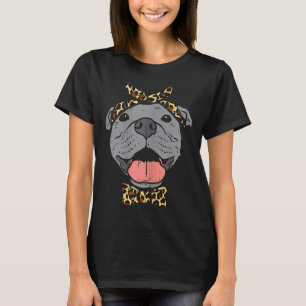 Pitbull Leopard Print Bandanna Pitties Dog Lover O T-Shirt