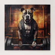 Pitbull Lifting Weights Vintage