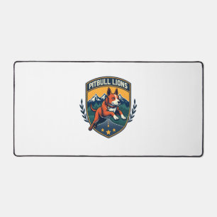 Pitbull Lions Vintage Mascot Sports Badge Vector D Desk Mat