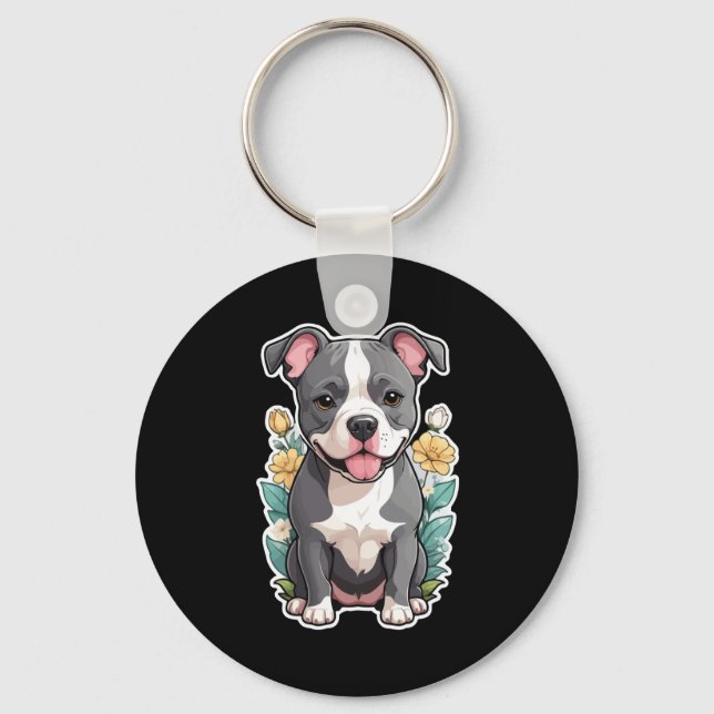 Pitbull Lives Sticker  Key Ring (Front)