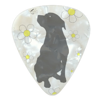 Pitbull Love And Daisies With Butterfly Pearl Pic Celluloid Guitar Pick