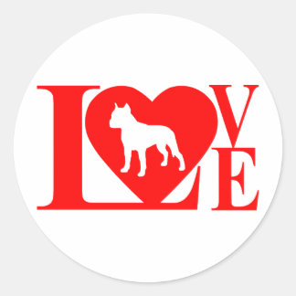 PITBULL LOVE CLASSIC ROUND STICKER