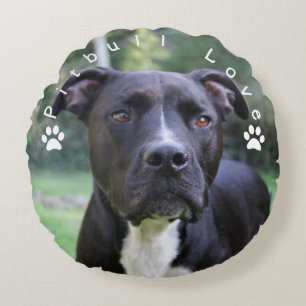 Pitbull Love Custom Picture Round Cushion