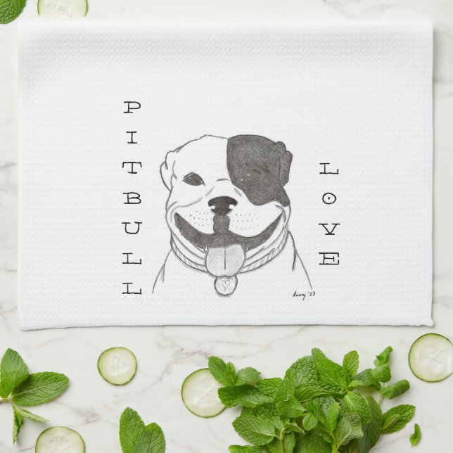 Pitbull Love Kitchen Towel (Folded)