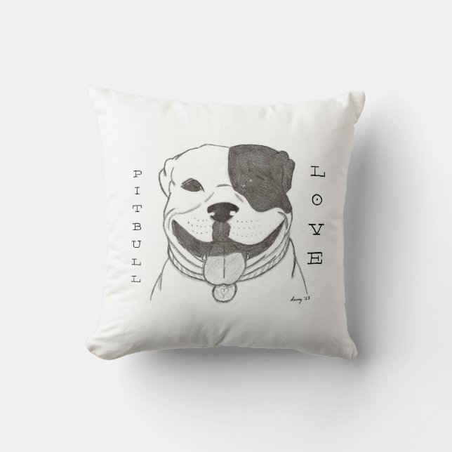 Pitbull Love Pillow - Black (Front)