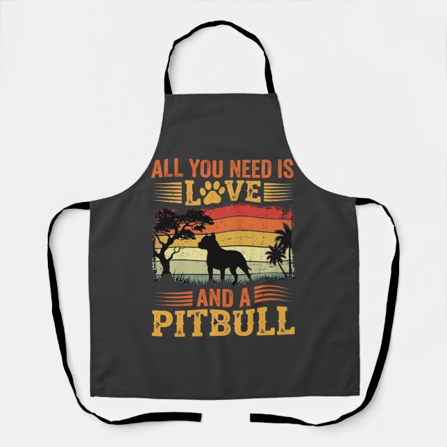 Pitbull Love Retro Sunset Dog Apron (Front)