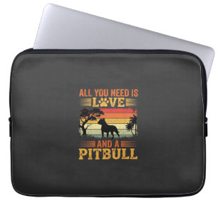 Pitbull Love Retro Sunset Dog Laptop Sleeve