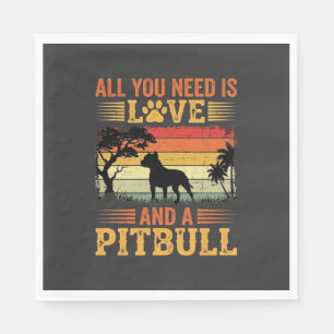 Pitbull Love Retro Sunset Dog Napkin
