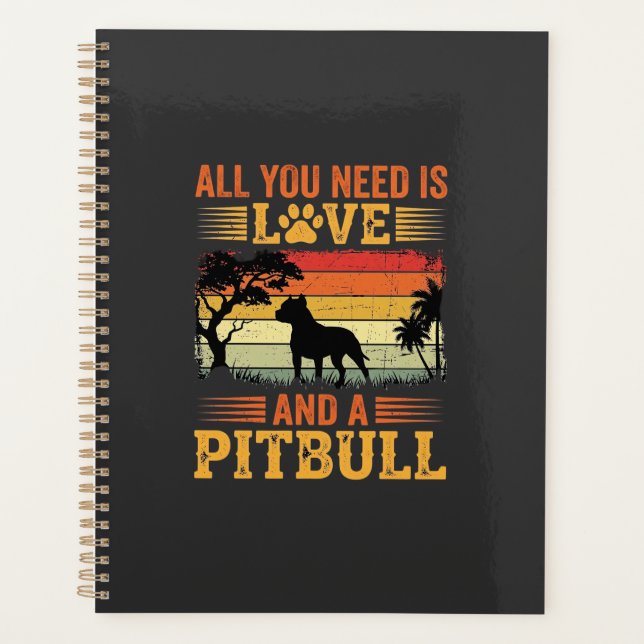 Pitbull Love Retro Sunset Dog Planner (Front)