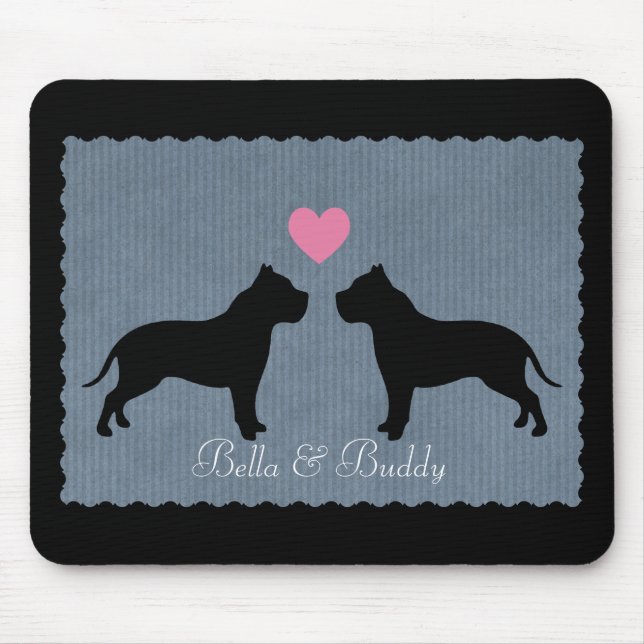 Pitbull Love Silhouette Mouse Pad (Front)