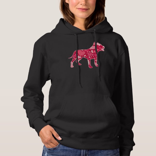 Pitbull Lover Dog Valentines Day Cute Hearts Puppy Hoodie (Front)