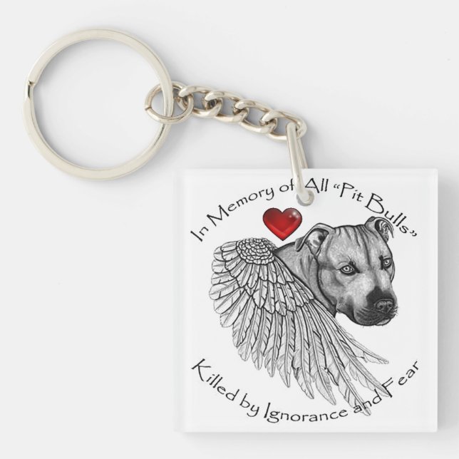 Pitbull Memorial-Double Sided Acrylic Key Chain (Front)