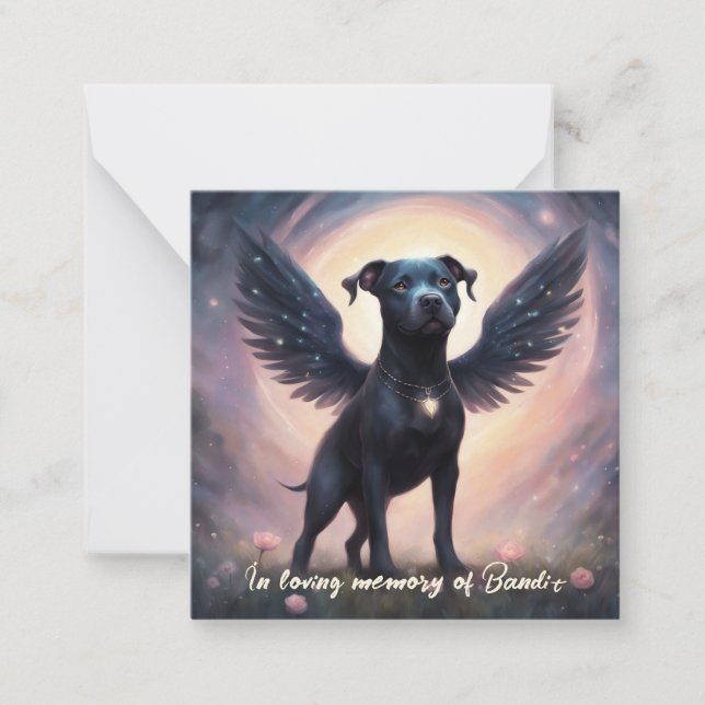 Pitbull Memorial Poem Black Wings Add Name Gift Card (Front)