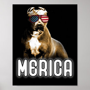Pitbull Merica Patriotic Dog Pit Bull Patriot Poster