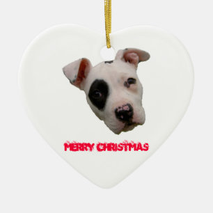 Pitbull Merry Christmas Ceramic Ornament