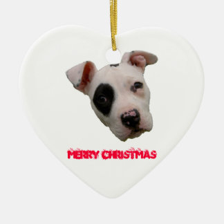 Pitbull Merry Christmas Ceramic Ornament