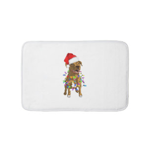 Pitbull Merry Christmas Tree Lights Funny Pajama P Bath Mat