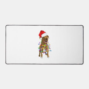 Pitbull Merry Christmas Tree Lights Funny Pajama P Desk Mat