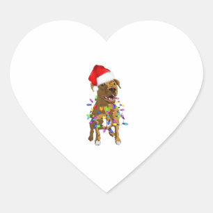Pitbull Merry Christmas Tree Lights Funny Pajama P Heart Sticker