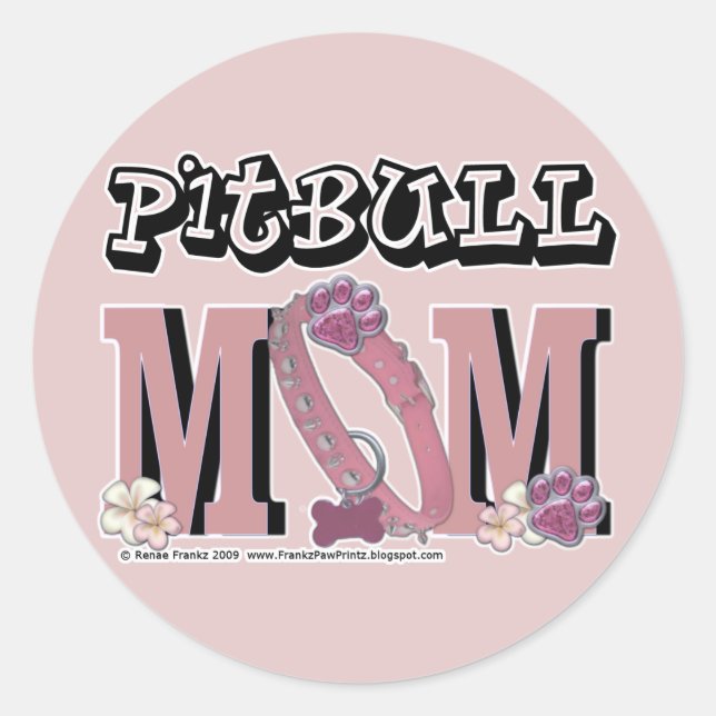 Pitbull MOM Classic Round Sticker (Front)