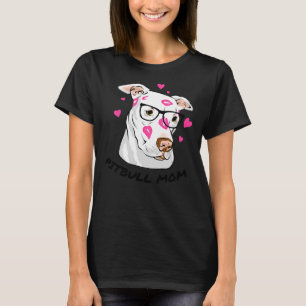 Pitbull Mom Kisses Wearing Glasses T-Shirt