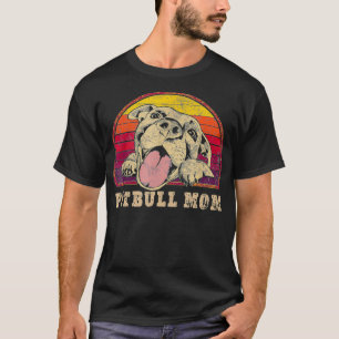 Pitbull Mom - Vintage Smiling Pitbull on Sunset T-Shirt